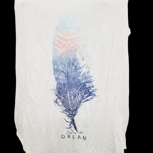 2/$20 Ardene White Feather Graphic Tank Top Size: M - Picture 4 of 8